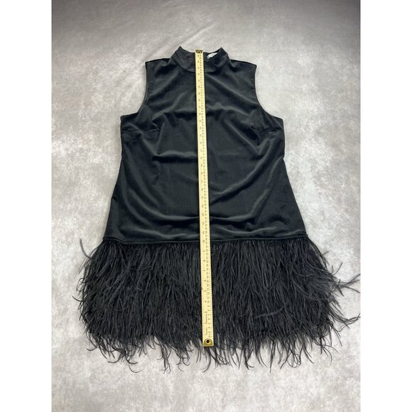 Tyler Böe Black Velvet Feather-Hem Holiday Party Dress NWT – Size L - Picture 2 of 7